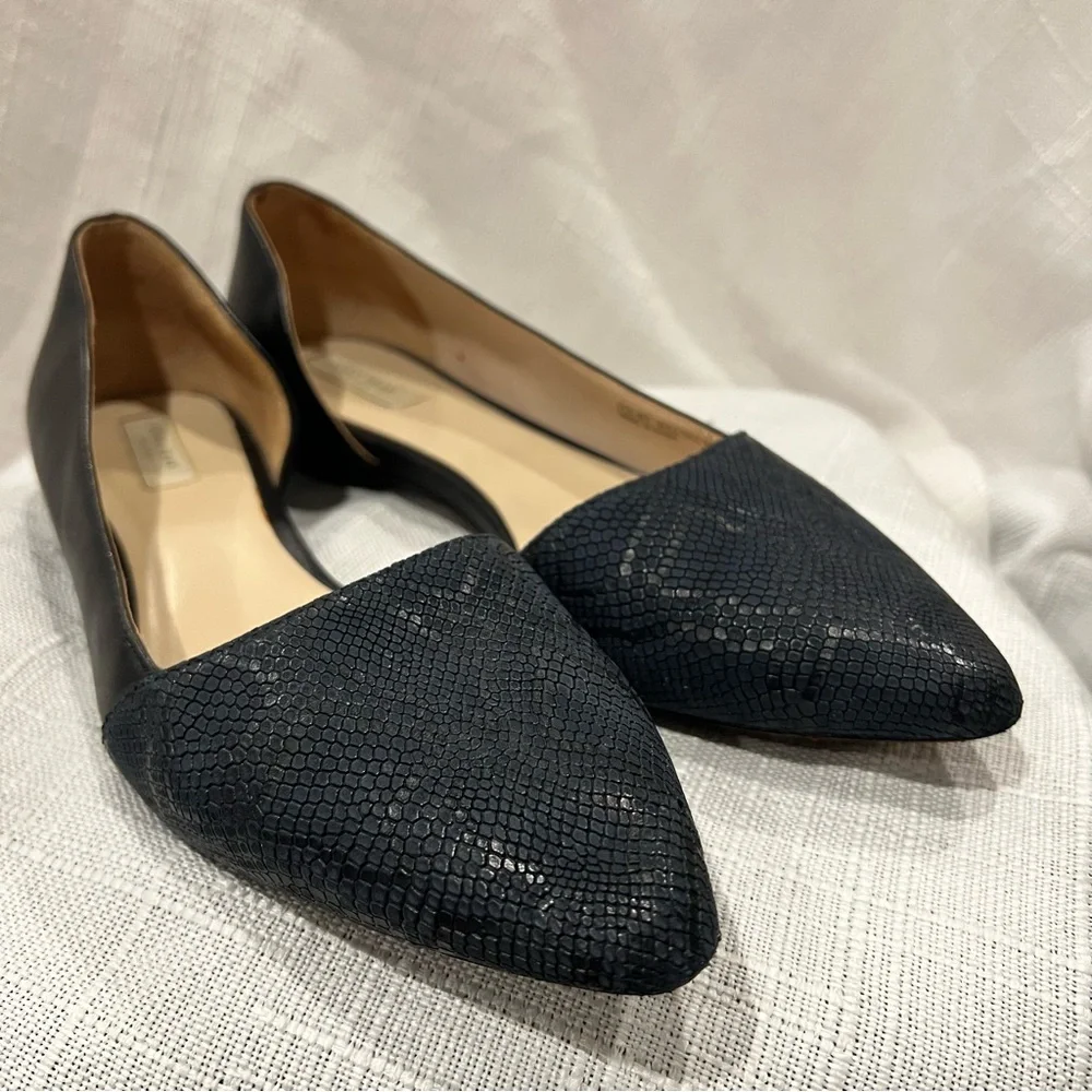 Cole Haan Flats Blue Navy Snakeskin Pattern Pointed Toe Women’s Size 8.5B - Picture 3 of 16